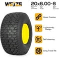 thumbnail image 3 of WEIZE 20x8.00-8 Lawn Mower Rear Tire with Wheel, 20x8-8 Garden Tractor Tire 3.5" Offset Hub 3/4" Borehole with 3/16" Keyway Replacement for Riding Lawn Mowers 4 Ply Capacity Set of 2, 3 of 7