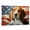 American Foxhound, variant on Siberian Husky Dog Canvas with American Flag Canvas Wall Art Dog Canvas Pictures for Wall Decor Red White Blue Flag of USA Patriotic Painting Print for Living Room Bedroom Office Ready to Hang
