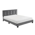 thumbnail image 1 of Pemberly Row Modern Wood Frame Velvet Queen Platform Bed in Dark gray, 1 of 9