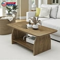thumbnail image 2 of Hassch 2-Tier Rectangular Coffee Table with Rounded Corners and Storage Shelf, 47" Modern Farmhouse Center Tea Table for Living Room & Home Office, Natural, 2 of 6