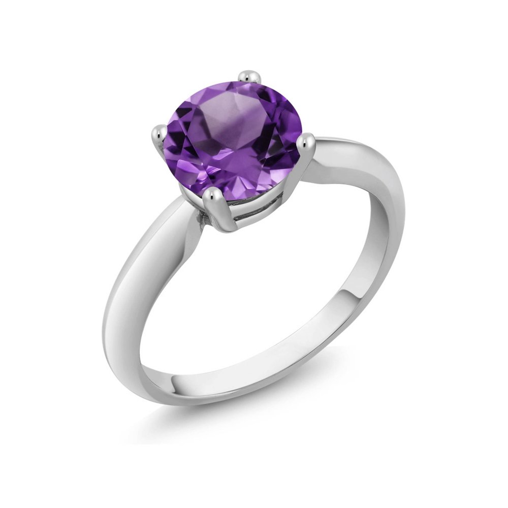 Gem Stone King 1.30 Ct Round Cut Amethyst 925 Sterling Silver Women's