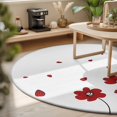 thumbnail image 3 of Round Area Rugs 4Ft, Red Poppy Flowers Non-Slip Washable Circle Rugs Carpet, Spring Modern Abstract Floral Rustic Indoor Outdoor Rug Floor Mats Throw Runner for Bedroom Living Room Bathroom, 3 of 8