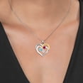thumbnail image 3 of Gem Stone King Two Tone Swiss Blue Topaz Red Created Ruby White Moissanite `I love you always and forever` Engraved Pendant Necklace for Women (1.57 cttw, Heart Shape 5MM, 18 inch Chain), 3 of 3