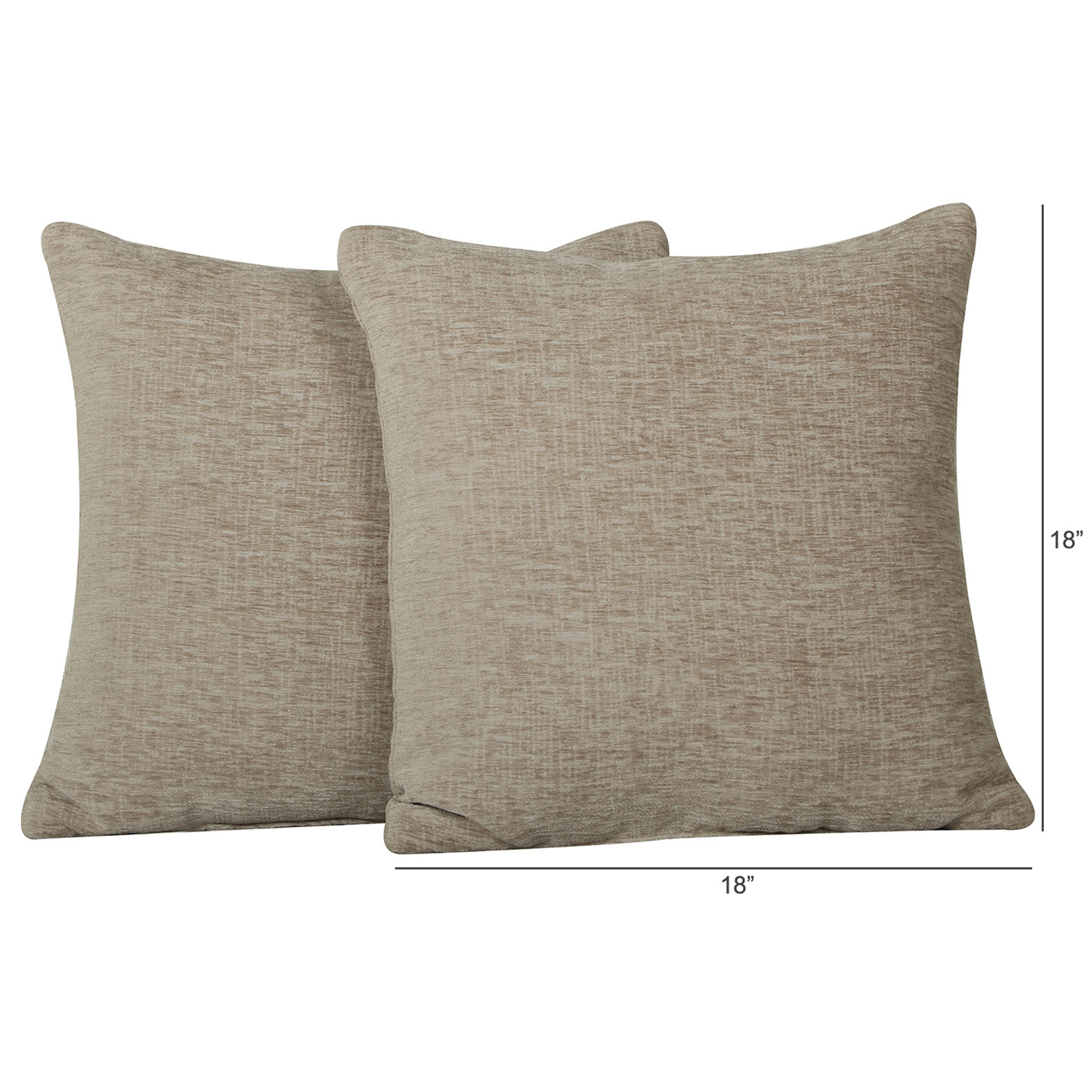 Mainstays Chenille Beige Square Pillow 18''x18'', 2 Pack - image 4 of 5