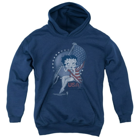 Betty Boop Proud Betty Youth Pullover Hoodie Sweatshirt Navy