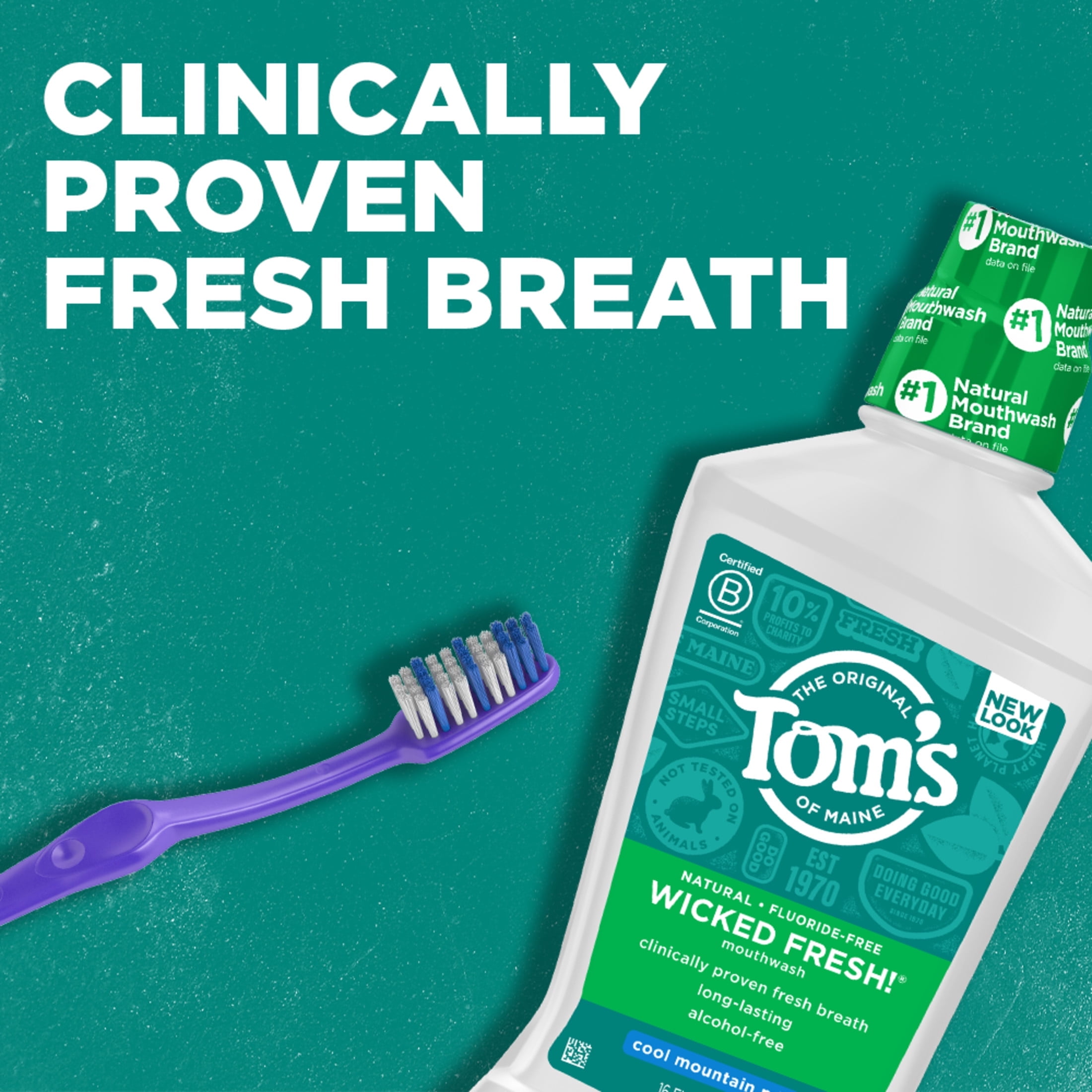 Tom's of Maine Natural Wicked Fresh Mouthwash, Cool Mint, 16 oz, 3 Pack