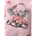 thumbnail image 3 of Newborn Baby Girl Clothes Elephant Style Long Sleeve Ruffle Romper Pants Set 3PCS Fall Outfits Pink, 3 of 6