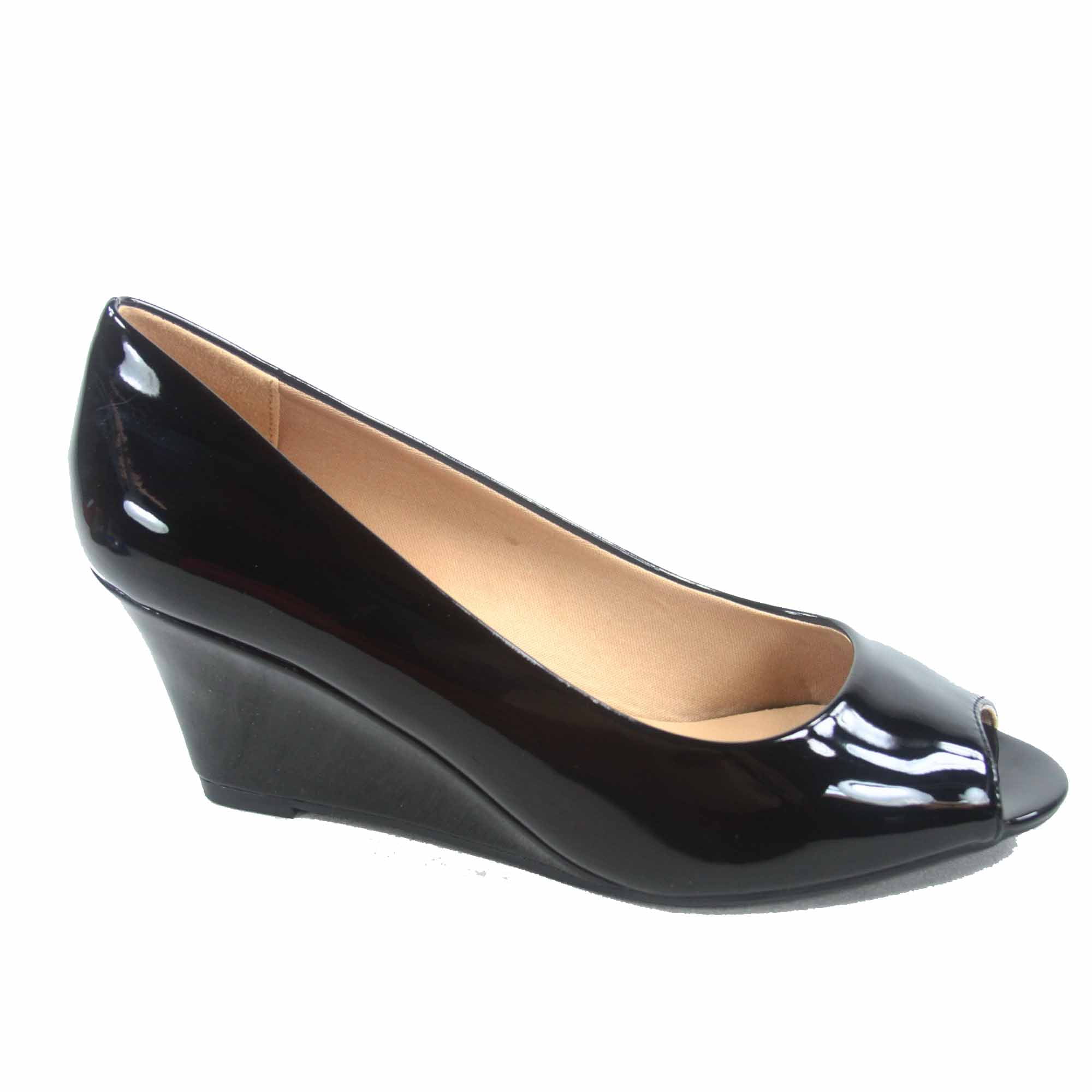 Doris-12 Women's Open Peep Toe Patent Wedge Heel Shoes - Walmart.com