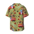 thumbnail image 2 of Balery Cartoon Fire Truck Men's Casual Button Down Shirt Short Sleeve Textured Summer Cuban Beach Shirts-4X-Large, 2 of 7