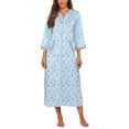 thumbnail image 3 of Ekouaer Women Zipper Robe 3/4 Sleeves Loungewear Dress Full Length Sleepwear Pockets Housecoat Nightgown Long Bathrobe, 3 of 6