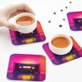 thumbnail image 4 of Leather Coasters with Heat-resistant for Drinks, Neon Cassette Tape Cup Coasters Cup Pad Mat for Tabletop Protection, Coffee Table, Office Desk and Housewarming Gift, 4 of 5