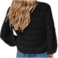 thumbnail image 3 of Brglopf Women's Crochet Cropped Cardigan Lightweight Open Front V Neck Knit Cardigans Long Sleeve Button Up Bolero Shrug Sweater(Black,XL), 3 of 7