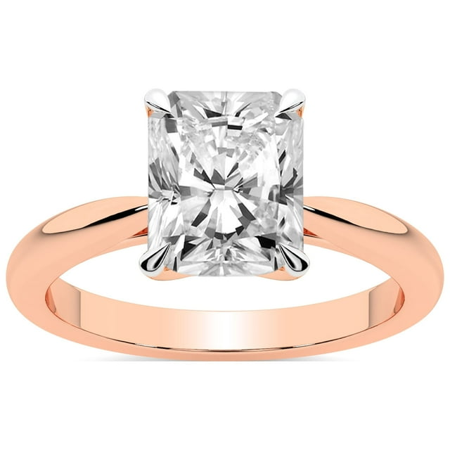 Bague de Fiançailles en Diamant Certifiée IGI 2 Carats Forme Radiante Cultivée en Laboratoire Or Rose 14K Bague Solitaire Classique Azalée Qualité FG-VS1-VS2 Friendly Diamonds
