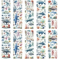10 Sheets Rub On Transfer Sticker, Ocean Style Fish Pattern Stickers for DIY Scrapbooking Photo Albums Furniture,11.8 * 3.9in