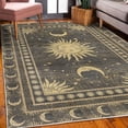 thumbnail image 3 of Sun and Moon Decorative Rug, Bohemian Occult Design of Crescent Solar Ornament Esoteric Stars, Quality Carpet for Bedroom Dorm and Living Room, 6 Sizes, Charcoal Grey Sand Brown, by Ambesonne, 3 of 4