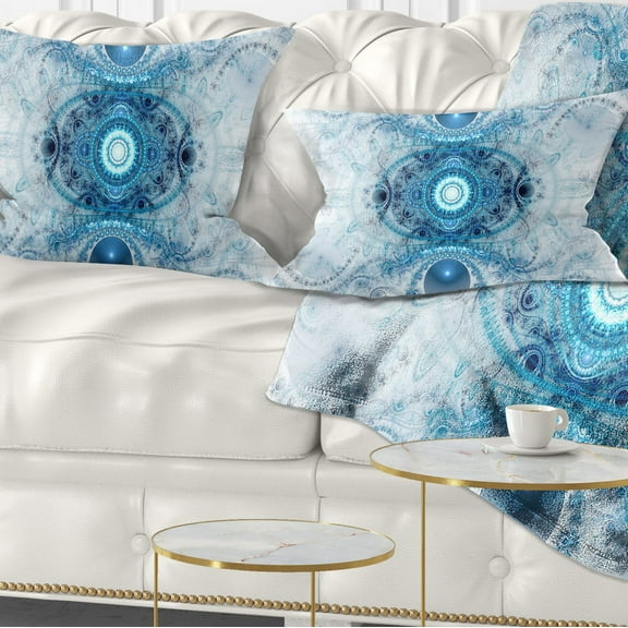 Designart Light Blue Fractal Pattern - Abstract Throw Pillow - 12x20