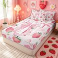 thumbnail image 2 of meiyoeat Strawberry Letter H Zipper Comforter Set with Fitted Sheet and 2 Pillowcases for Girls Kids, Kawaii Bowknot Floral Zipper Bedding Set, Pink, Pink Reversible, 3pcs, 2 of 6
