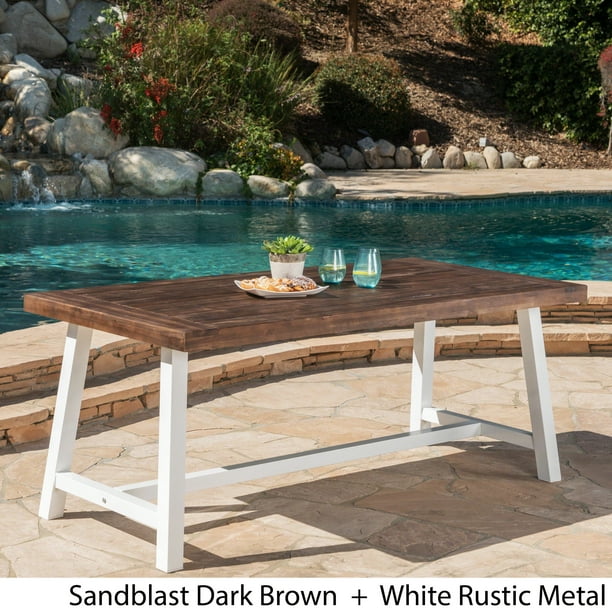 Christopher Knight Home Carlisle, Noble House Della Rustic Metal And Gray Wood Outdoor Dining Table
