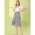 thumbnail image 2 of Unique Bargains Jupe Midi Décontractée à Imprimé Floral Évasée pour Femme,, 2 of 6