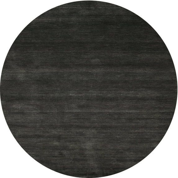 Ahgly Company Machine Washable Indoor Round Contemporary Charcoal Black Area Rugs, 5' Round