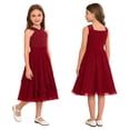 thumbnail image 5 of vastwit Girls Sparkly Rhinestone V-Neck Sleeveless Chiffon Pleated Dress for Wedding Banquet Prom Party Burgundy 8, 5 of 6