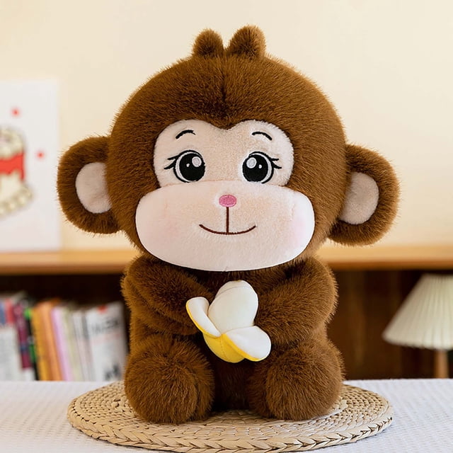 Banana Monkey Plush Toy | Soft Stuffed Animal, Cheeky Expressive Face & Mini Banana | Durable Stitching, 12 Inch, Cuddle-Grade Fabric | Jungle Decor, Gift for Monkey Lovers