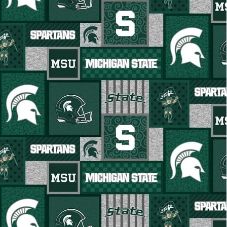 Fleece Michigan State University Spartans Patch College Fleece Fabric Print by the yard (mist1177)