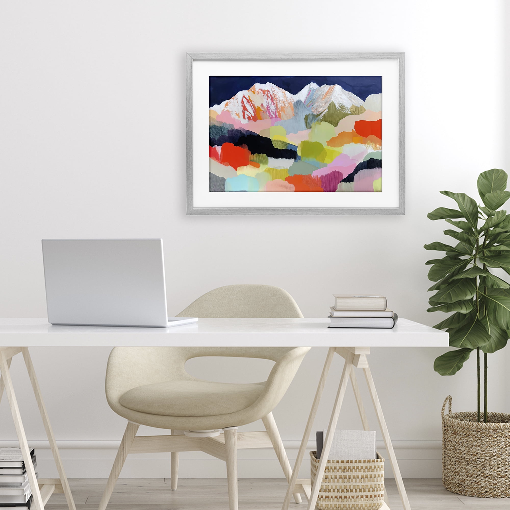 Stupell Industries Alpine Glow in Vibrant Mountains Gray Framed Print Under Glass, design by Chromatic Storm Studio
