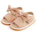 thumbnail image 4 of Infant Baby Girls Sandals Soft Sole T-Strap Toddler Flats First Walkers Summer Shoes, 4 of 6