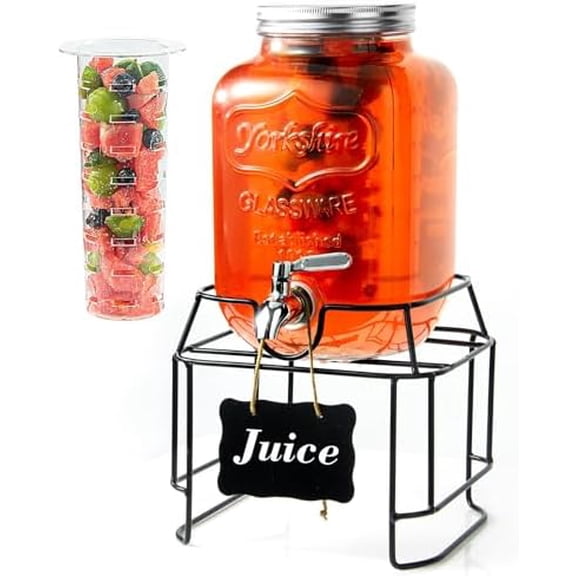 1-Gallon Glass Drink Dispenser for Parties - Beverage Dispenser with Stand and Stainless Steel Spigot | Lemonade, Sun Tea, Kombucha Jar$$Home Decor, Kitchen, & Other