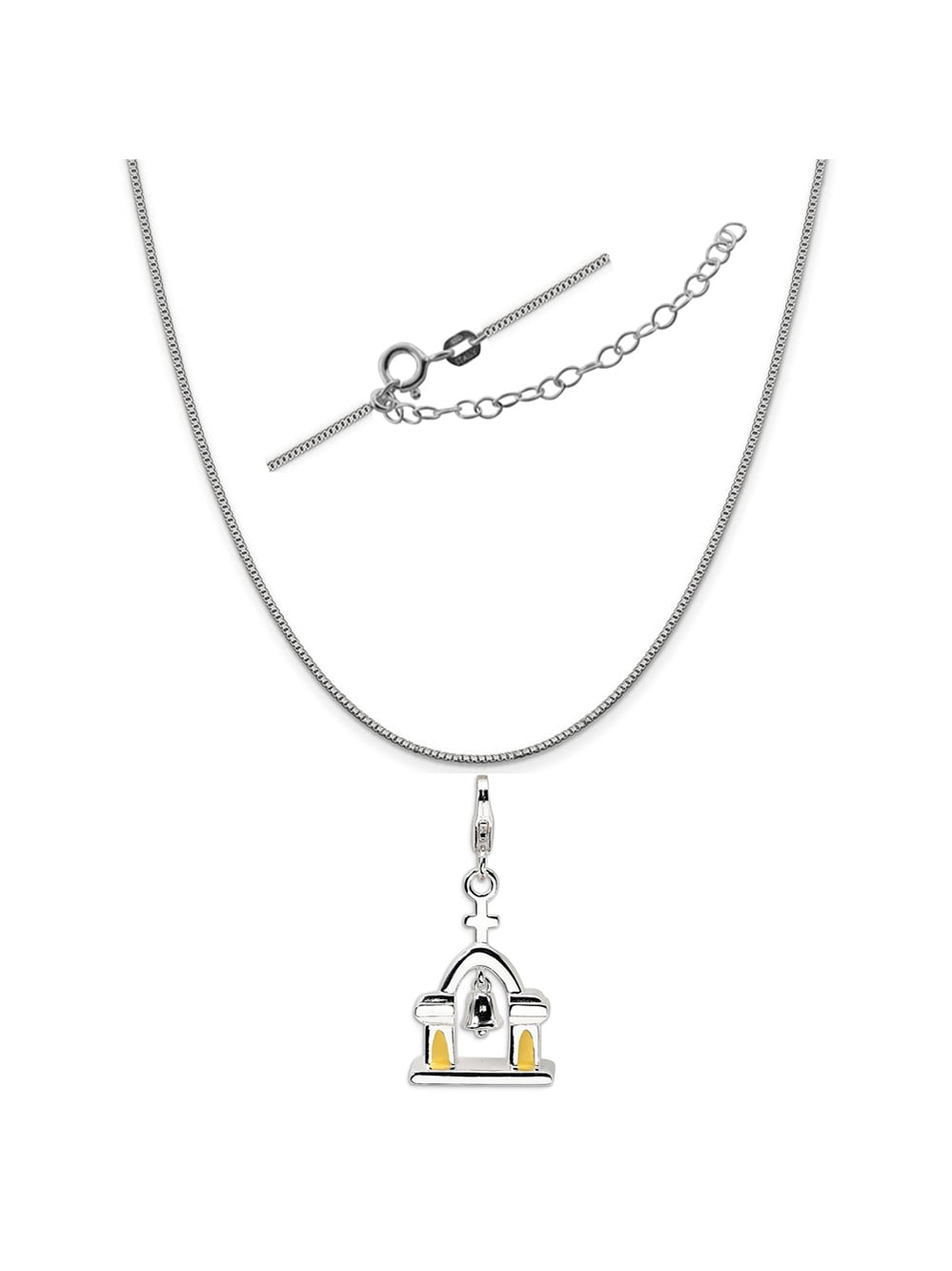 Sterling Silver 3-D Enameled House Clock W//Lobster Clasp Charm