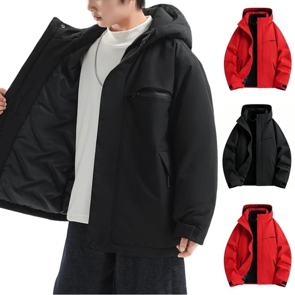 YUANxueke Boys Waterproof Rain Jacket, Kids Lightweight Quilted Hooded Windbreaker, Long Sleeve Outdoor Padded Coats