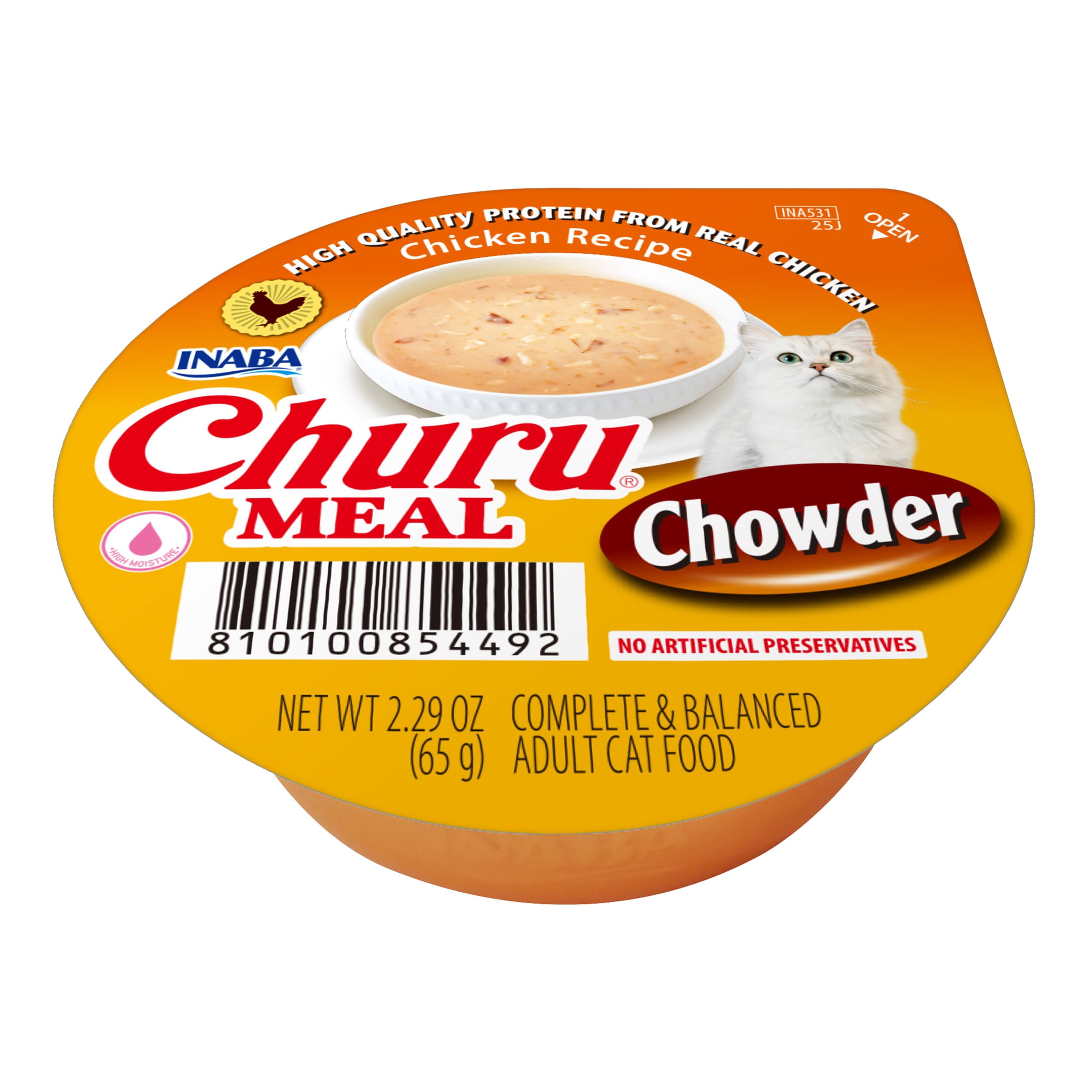 INABA Churu Meal Chowder Adult Wet Cat Food, 2.29 oz cup, Chicken Recipe