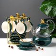 thumbnail image 4 of Tea Cups and Saucers, Small Espresso Coffee cup set (5 oz), Cappuccino Cups Set, Tea Sets for Women, Latte Cups, Espresso Coffee Mug for Party, Gift for Mother (Green), green, 4 of 11