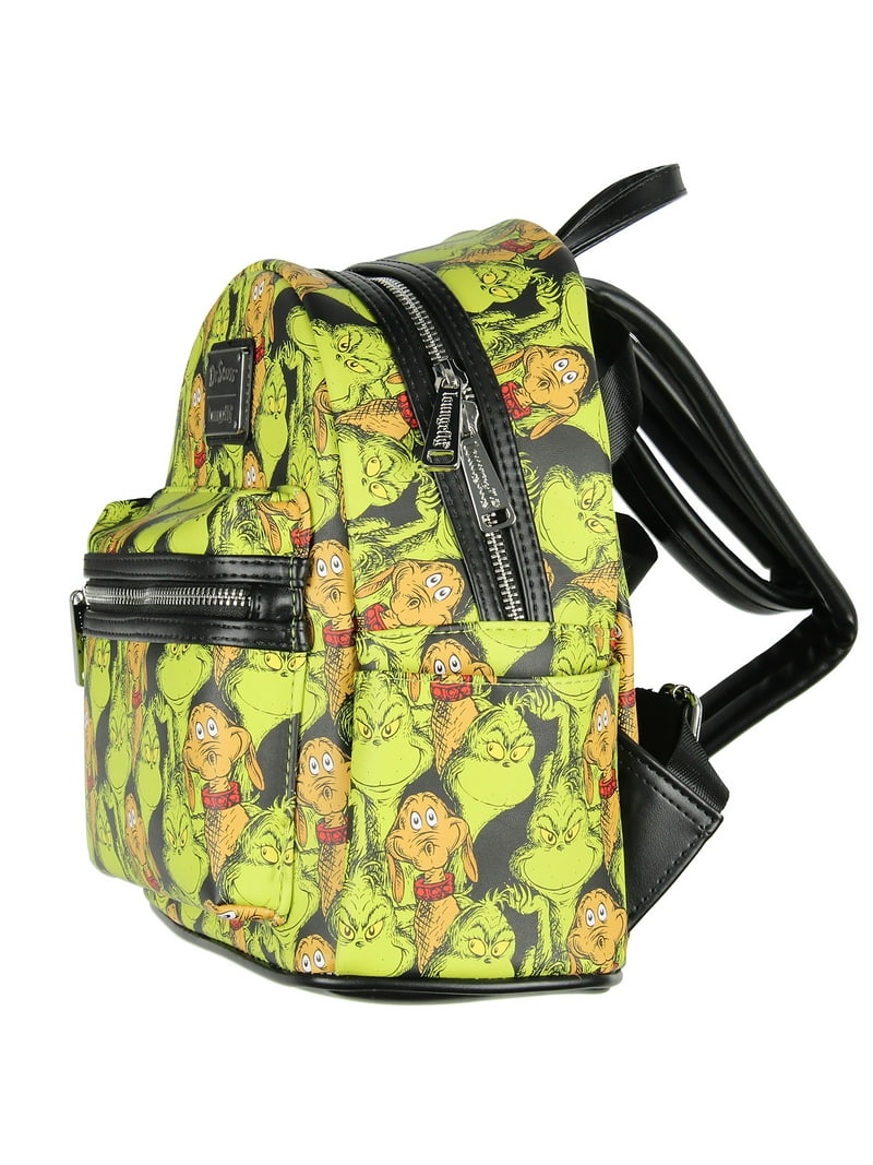 New! The Grinch Faux Leather Mini Backpack Loungefly Dr Seuss Grinch Santa Cosplay Mini Backpack | 707  main image 3