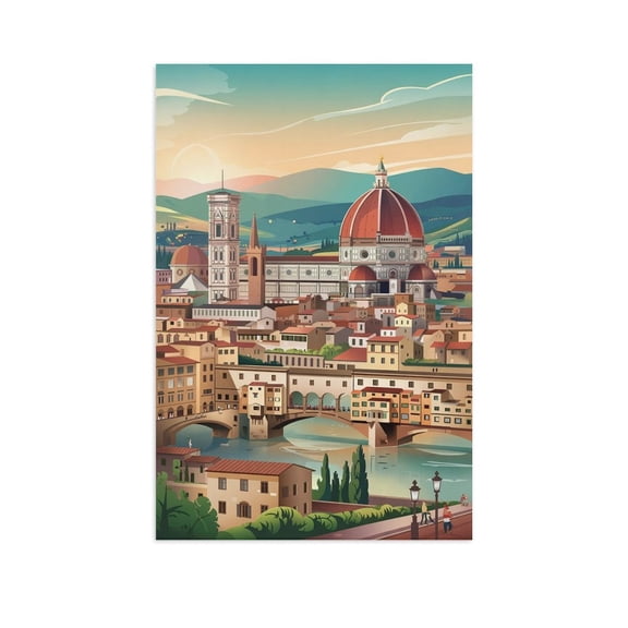 Florence Retro Travel Poster Vintage Italian City Tourism Wall Art Print Print Poster