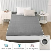 Entil Twin Size Heated Mattress Pad with 10 Heating Levels & 10 Timer Shutdown, Digital Screen Display, Coral Fleece Fabric, 39 x 75, Gray