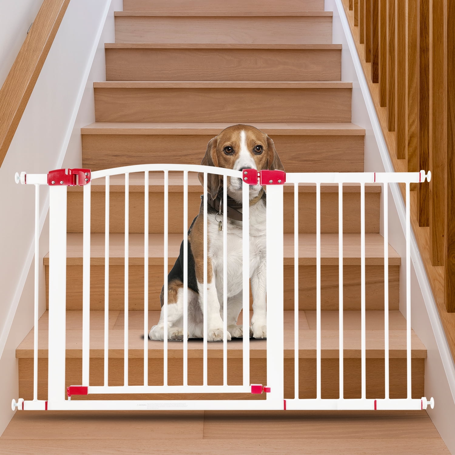 30" Tall Extra Wide Dog Gate for Stairs and Doorway, 28"47" Metal Safety Pet Gate with Door for