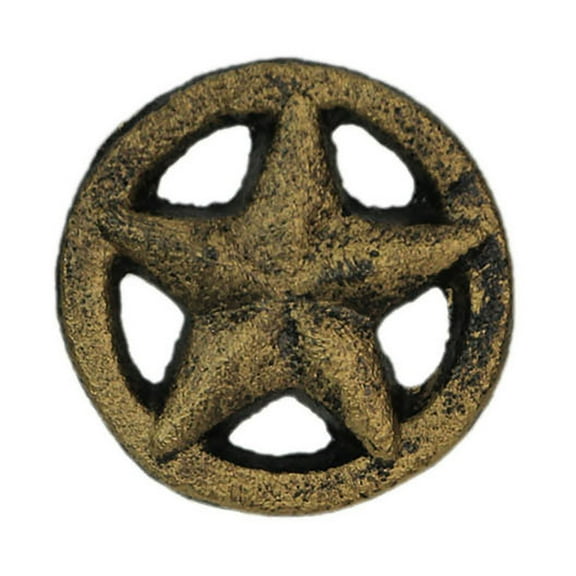 Zeckos Set of 12 Antique Gold Western Star Cast Iron Knobs - 2" - Drawer Pulls