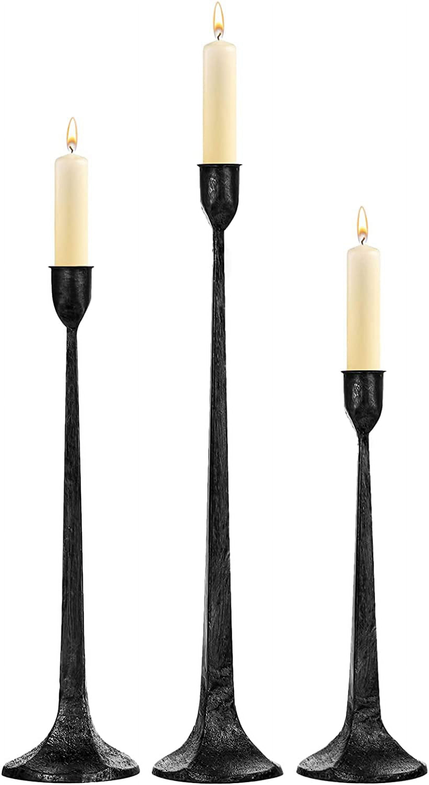 Bonita Home 9-Inch Ceramic Candle Holders - Set Of 2 For Pillar & Taper Candles, Farmhouse White Finish