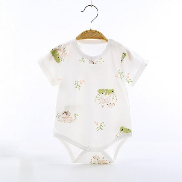 JDQJBZ Barboteuse à Manches Courtes pour Nouveau-Né, Imprimé Ourson, en Coton