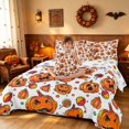 thumbnail image 3 of Homewish Cartoon Pumpkin Queen Bedding, Halloween Candy Bedding Comforter Set Queen, White Orange Red, Pumpkin Bat Reversible 7 Pieces, 3 of 7