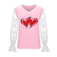 thumbnail image 6 of Craaazy Women's V-Neck Sheer Long Sleeve Valentines Graphic Shirts Gifts, 6 of 6