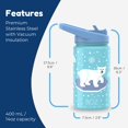 thumbnail image 2 of BOZ Kids Water Bottle for School with Straw Lid, Stainless Steel Insulated 14 oz (Polar), 2 of 8