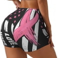 thumbnail image 2 of Fotbe Ribbon Breast Cancer Awareness Seamless Shorts, Womens Workout Shorts High Waist Stretch Booty Short for Gym/Yoga/Running/Biking-X-Large, 2 of 9