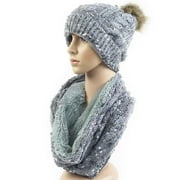 Womens Scarf and Hat Set Winter Beanie Hat Infinity Scarf Knit Scarfs for Women