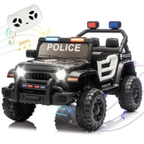 Okybaby 12V Kids Ride On Police Car with Remote Control&Four-wheel Suspension, Toddler Electric Ride on Toys with Dual Motor,LED Light/USB/Bluetooth/Bonus Stickers for Kids 2 ,Black