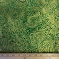 thumbnail image 4 of Metallic Paisley Gold Brocade Fabric 60" By Yard in Red Yellow White Purple Blue (Kelly Green / Gold), 4 of 4