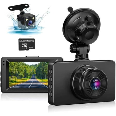 Caméra De Voiture Dash Cam Avant Et Arrière 1080P Full HD Pour Tableau De  Bord Avec