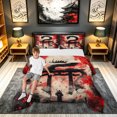 thumbnail image 2 of meiyoeat Samurai Japanese Dragon Full Size Comforter Sets for Boys, Galaxy Cherry Blossoms Bedding Comforter Set, Dark Crimson, Black Reversible, 3 Pieces, 1 Comforter and 2 Pillowcases, 2 of 6